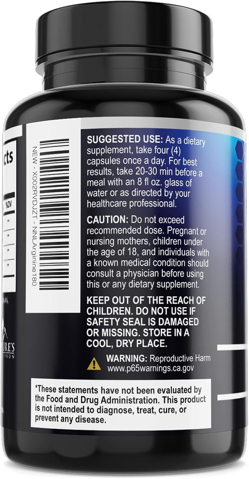 Nitric Oxide Booster Extra Strength - 3X Strength L-Arginine & Citrulline Supplement - Best Nitric Oxide Supplements for Men - Supports Muscle, Heart Health, Energy - Bottled in USA - 180 Capsules