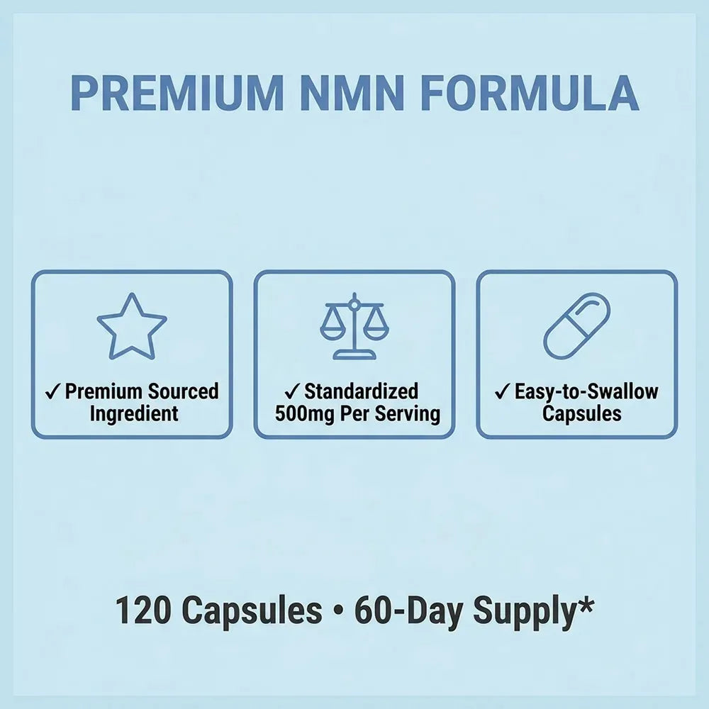 NMN Nicotinamide Mononucleotide - Supports Cell Repair and Growth, Reduces Wrinkles and Increases Skin Elasticity