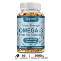 Omega 3 Fish Oil - for Nervous System, Skin and Hair Health, Antioxidants - Easy To Swallow