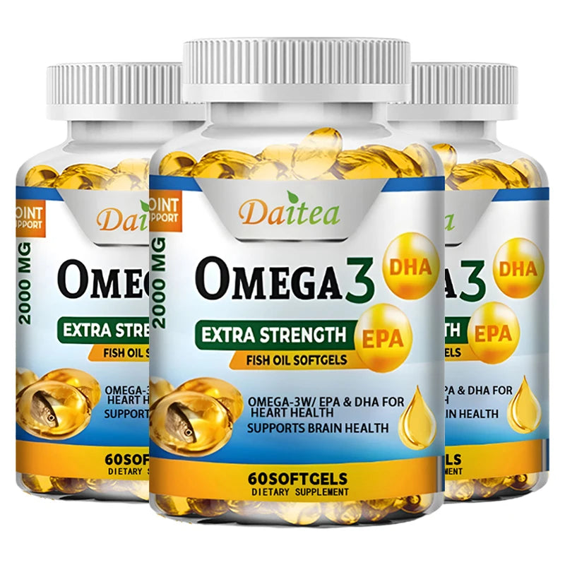 Fish Oil Omega 3 Supplement, Fatty Acid Softgels, Joint, Brain and Heart Health Supplement